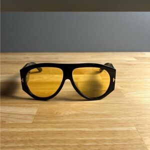 Tom Ford Black Frame Sunglasses with Amber Lenses